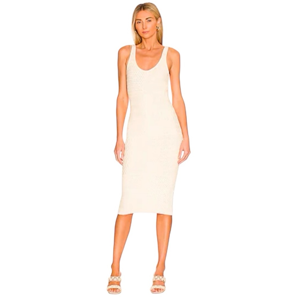 House of Harlow 1960 Revolve Emerson Knit Boho Minimalist Midi Dress Ivory L